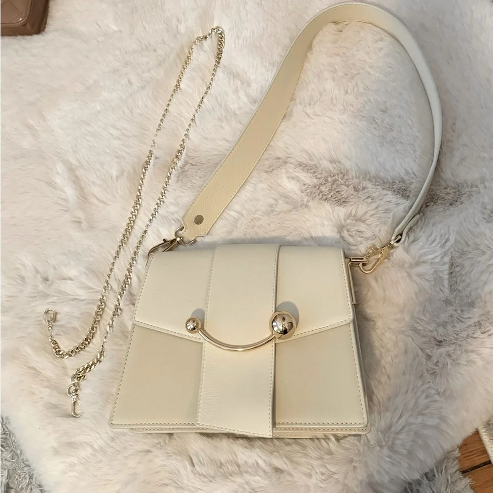 Strathberry Box Crescent Bag in Vanilla/white - Picture 1 of 7